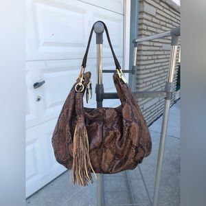 GILI Leather Snake Print Handbag w/ Matching Wallet